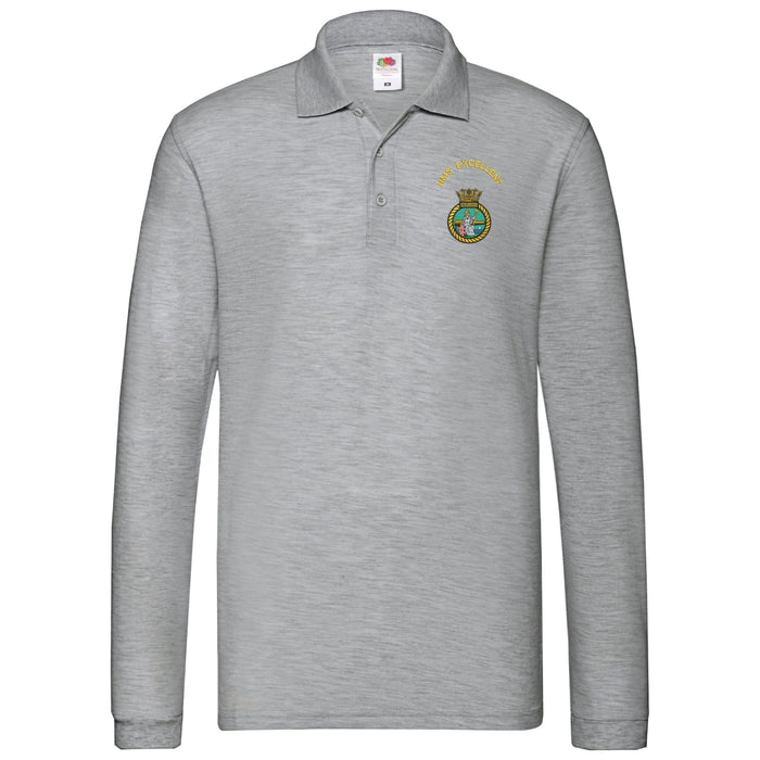 HMS Excellent Long Sleeve Polo Shirt